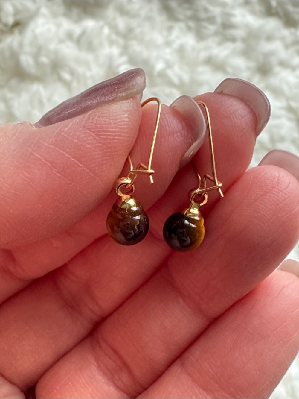 14k Tigers Eye Dangle Earrings